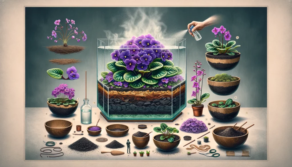 creating african violets terrarium